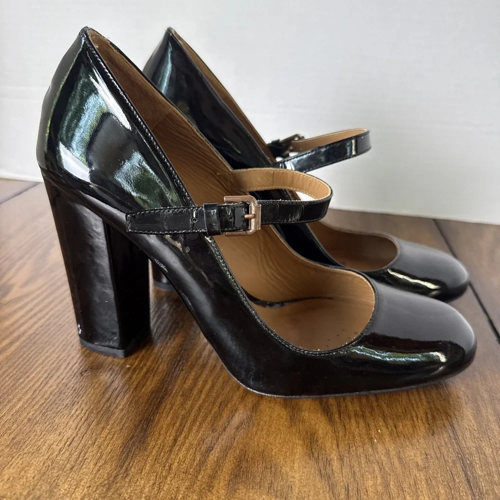 Polo Ralph Lauren Emerson Patent Leather Mary Jane Pumps Black Size 39 US 8.5
